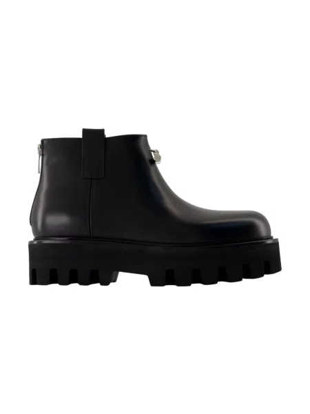 Botki Alexander Mcqueen skórzane na platformie czarne