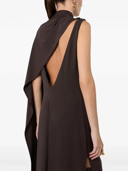 Rochie maxi Sportmax fără mâneci drapată maro