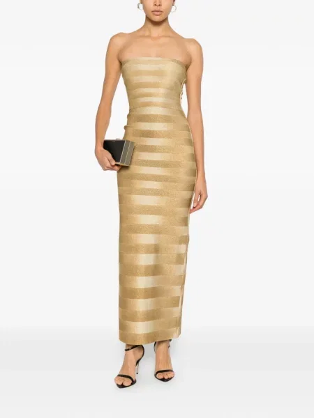 Rochie maxi Hervé Léger de costum auriu