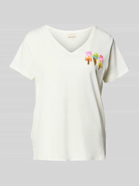 T-shirt z nadrukiem z motywem i dekoltem w serek Milano Italy biała