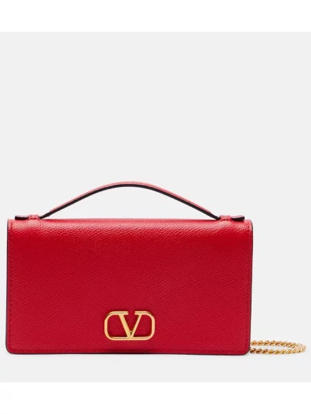 Usnjena ogrlica Valentino Garavani rdeča