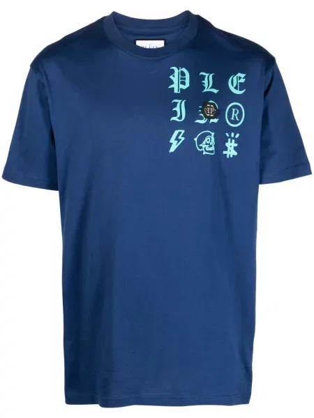 Tricou Philipp Plein cu imagine albastru