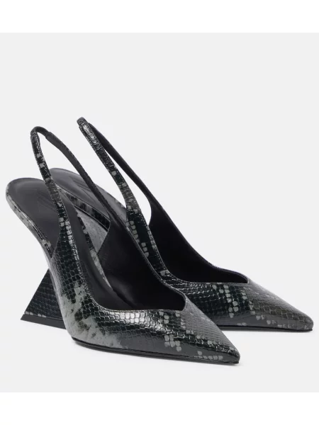 Pantofi cu toc The Attico din piele slingback negru