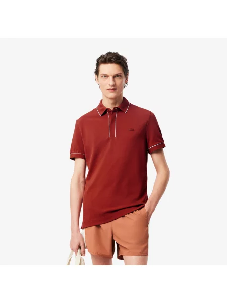 Lacoste Koszulka Polo Paris Stretch Piqué Regular Fit brązowa