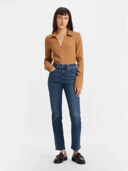 Ravne kavbojke Levi's® z visokim pasom modra