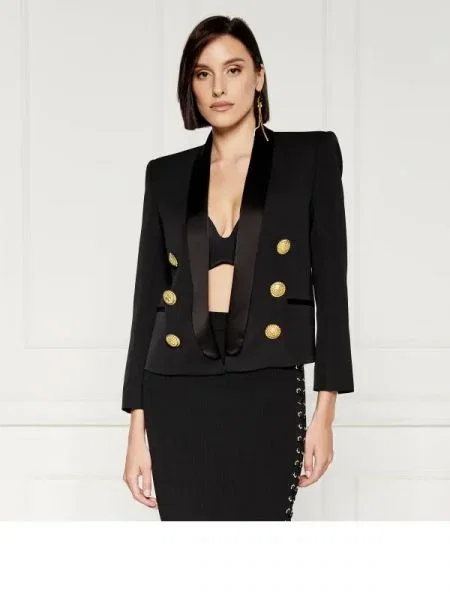 Balmain De lână jachetă negru
