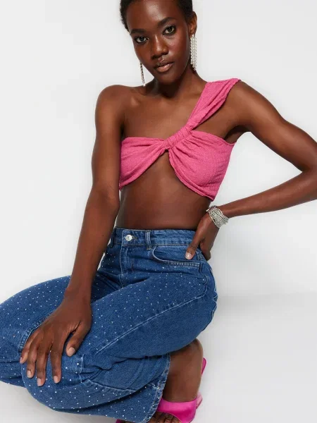 Плетен сутиен Trendyol розово