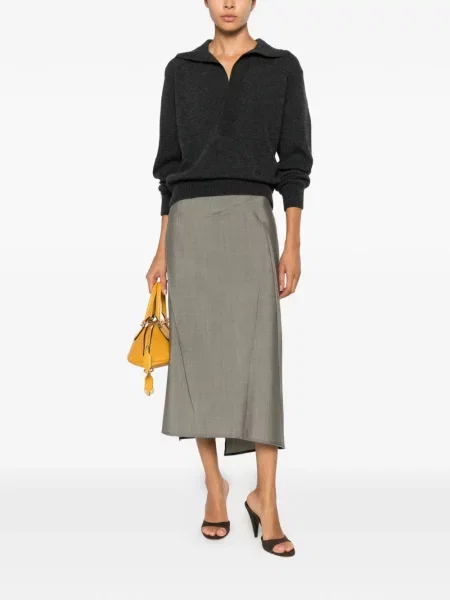 Vilnonis midi sijonas Victoria Beckham pilka