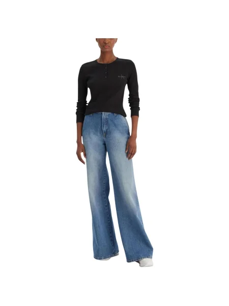 Tricou mânecă lungă Calvin Klein Jeans negru