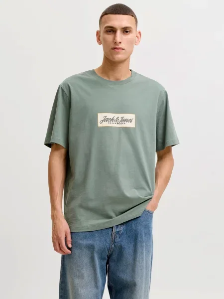 JACK & JONES Tricou JORNORREBRO crem / auriu / jad verde