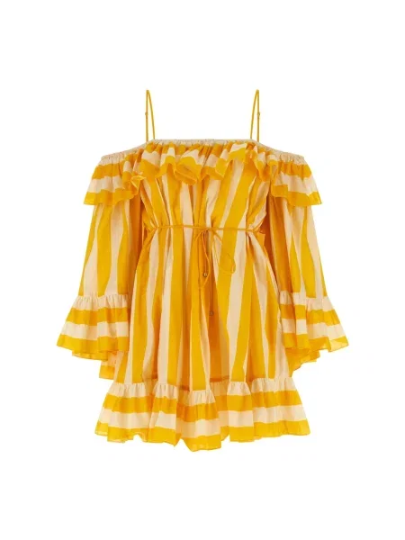 Mała sukienka mini Zimmermann w paski garniturowa żółta