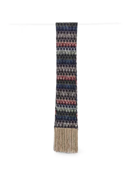 Fular Missoni cu franjuri tricotate albastru