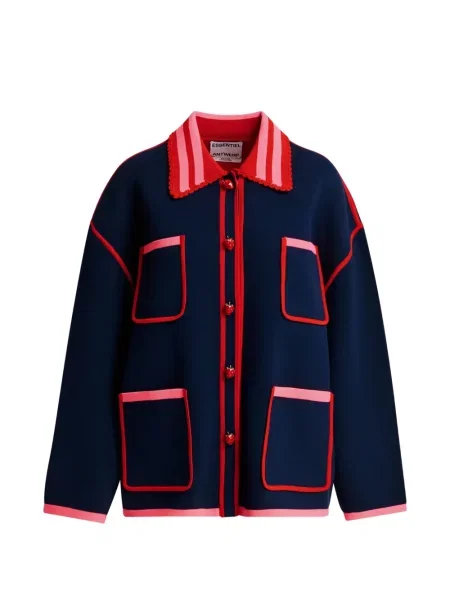 Cardigan Essentiel Antwerp din dantelă albastru