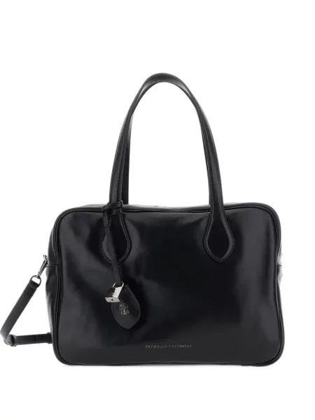 Geantă shopper Brunello Cucinelli din piele negru