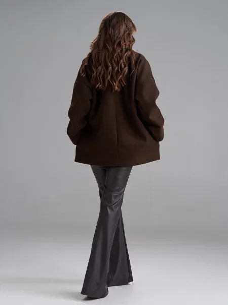 Пальто ISSA Plus темно-коричневий кашемір коричневе