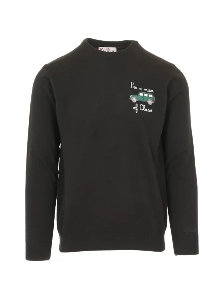 Pulover Mc2 Saint Barth cu broderie cu decolteu rotund negru