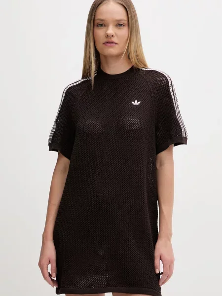 Adidas Originals sukienka letnia ażurowa brązowa