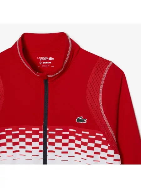 Lacoste Dres Daniil Medvedev Ze Stójką Z Blokadą Koloru Regular Fit czerwony