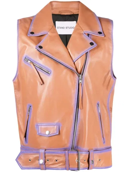 Kamizelka Stand Studio skórzana brązowa