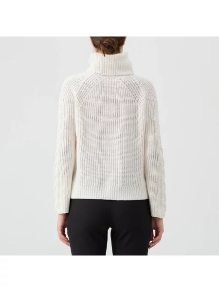 Sweter z golfem Le Tricot Perugia wełniany do golfa biały