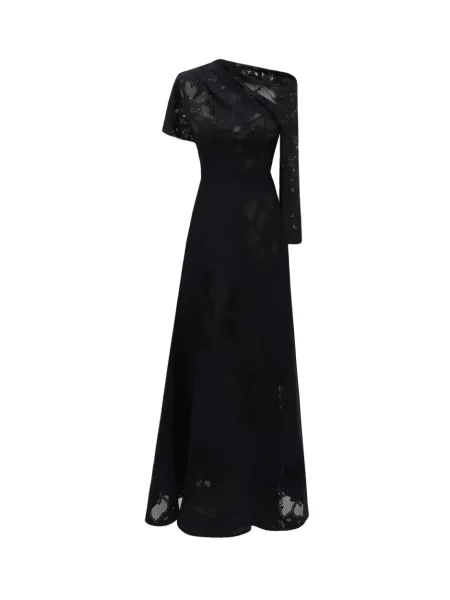 Rochie Gemy Maalouf asimetrică din dantelă negru