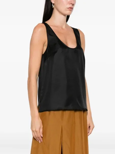 Top Loulou De Saison de mătase negru