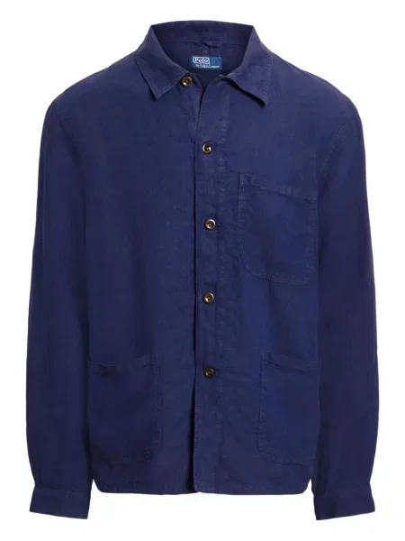 Ленена риза Polo Ralph Lauren на райета синьо