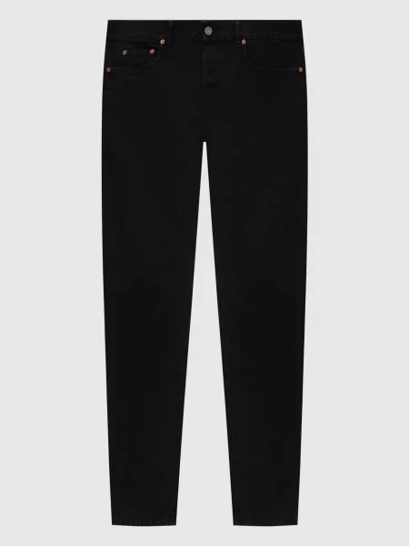 Джинси зі шкіряним патчем Saint Laurent чорні