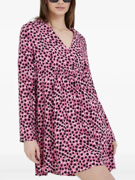 Rochie mini Benetton cu decolteu în V roz