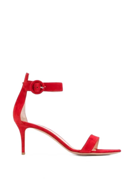 Sandale Gianvito Rossi din piele de căprioară roșu