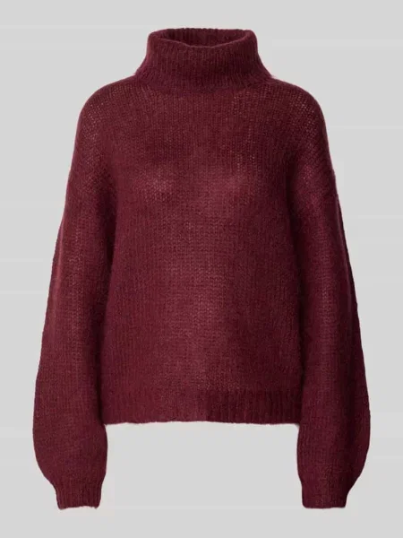 Sweter z dzianiny o kroju oversized z prążkowanymi wykończeniami model ‘LAMBI’ Y.a.s bordowy