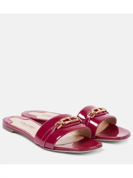 Кожени сандали Tom Ford от лакирана кожа винено червено