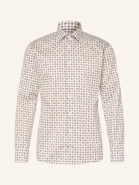 Eton Košile Slim Fit / tmavě hnědá bílá