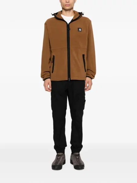 Geacă Carhartt Wip cu glugă cu autograf maro