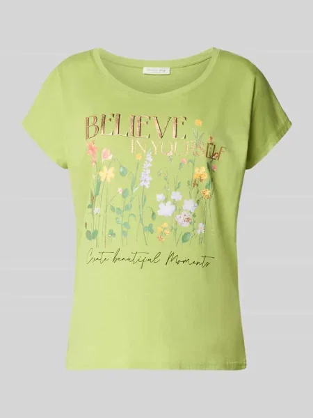 T-shirt z nadrukiem z motywem i okrągłym dekoltem Christian Berg Woman