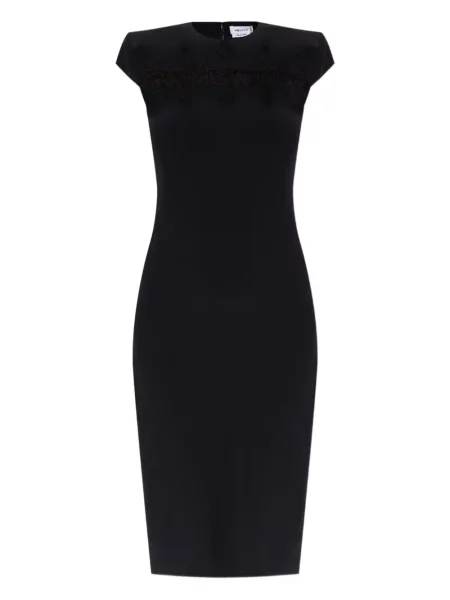 Haftowana sukienka midi Alexander Mcqueen koronkowa do kolan czarna