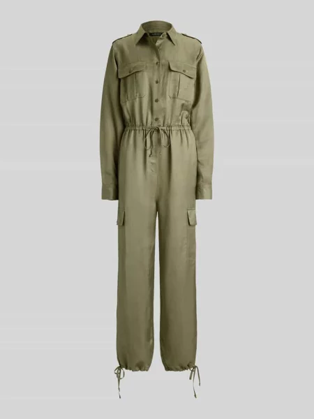 Kombinezon o kroju relaxed fit z mieszanki i lnu Lauren Ralph Lauren zielony