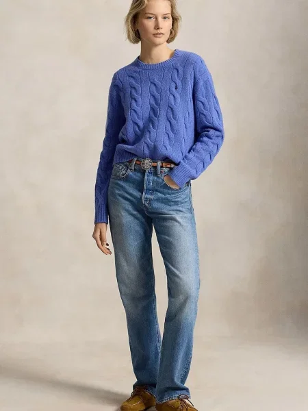 Sweter Polo Ralph Lauren wełniany niebieski