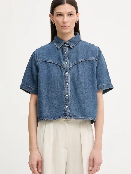 Levi's cămașă pentru femei din denim LOGAN SS DENIM albastru