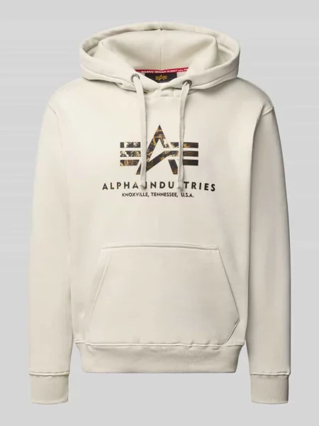 Bluza z kapturem z logo i kieszenią kangurką Alpha Industries