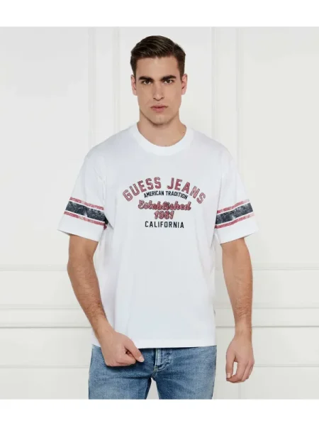 Guess Jeans Tricou VINTAGE | Oversize fit alb