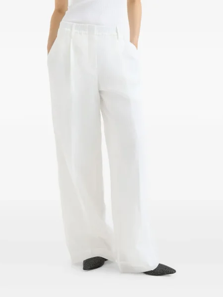 Spodnie Brunello Cucinelli z organzy białe