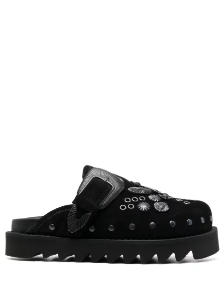 Papuci tip mules Toga Pulla din piele de căprioară negru