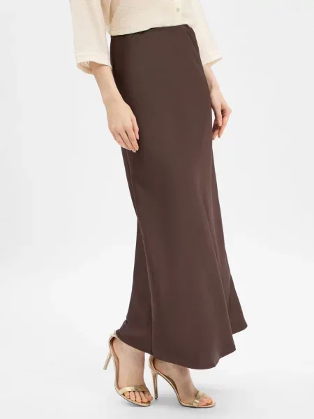 Neo Noir satynowa spódnica maxi Vicky Kobiety jednolity 34 brązowy