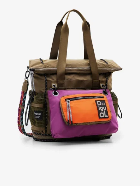 Desigual Hátizsák barna / lila / neonnarancs khaki