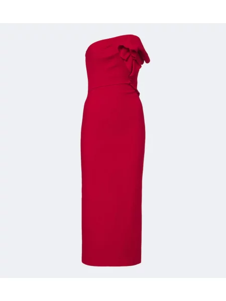Rochie Roland Mouret de lână drapată roșu