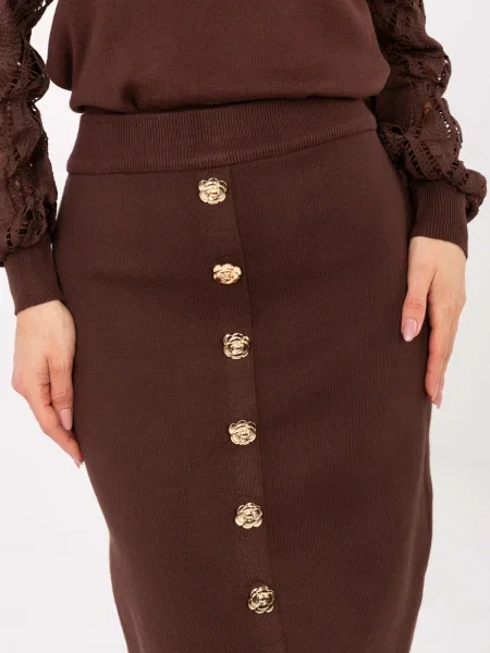 Fustă midi Factory Price până la genunchi maro