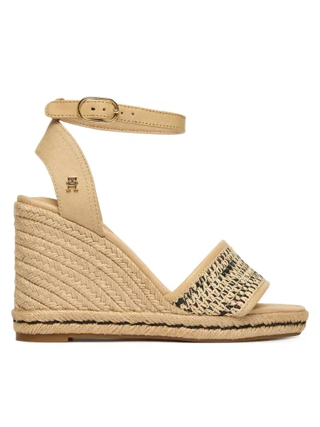 Espadrile Tommy Hilfiger High Wedge Espad deschis bej