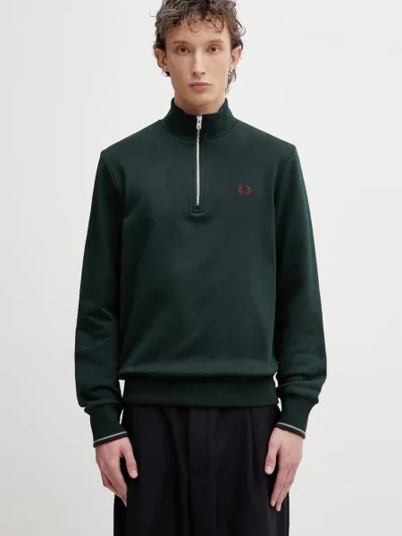 Fred Perry dukserica od pamuka za muškarce zelena