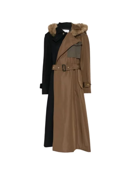 Blană artificială palton de blană Sacai maro